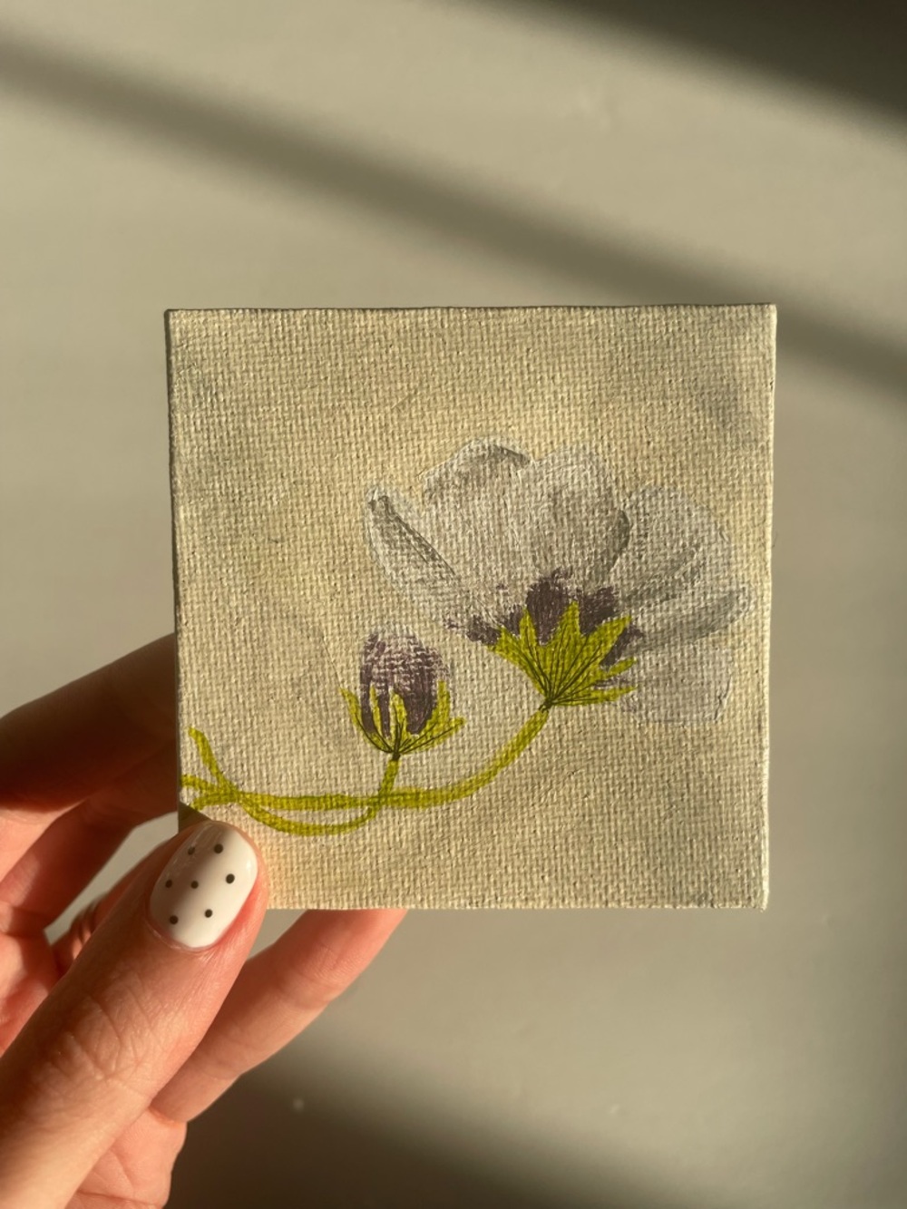 Mini Floral Canvas Art - White and Green